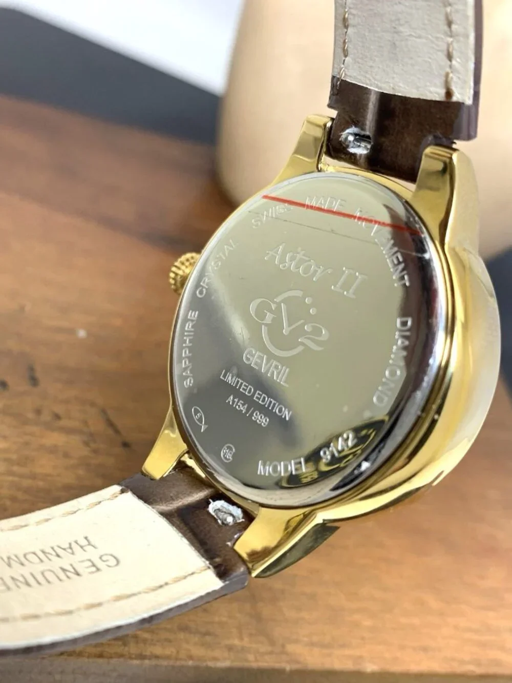 GV2 by Gevril Women's Watch 9142 Swiss Quartz Mother Of Pearl Dial Brown Leather